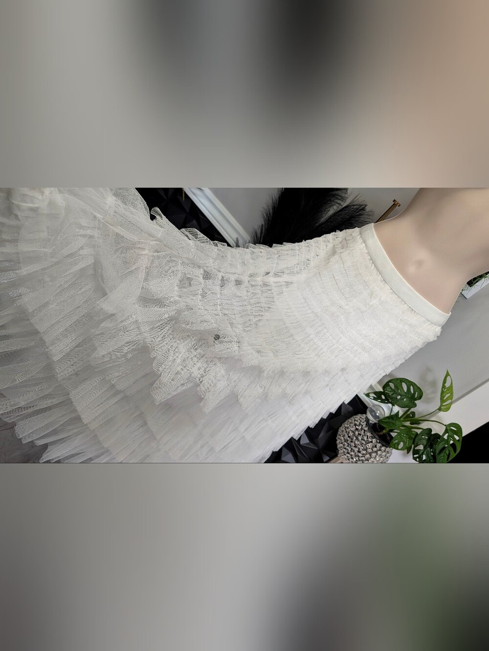 Cupshe White Boho Tulle Ruffle Layers Maxi Skirt XL NWT